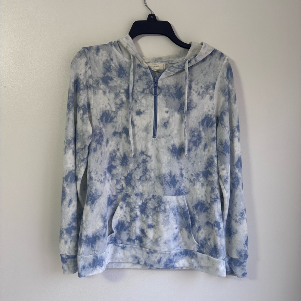 Casual Blue Tie-Dye Hoodie for Women